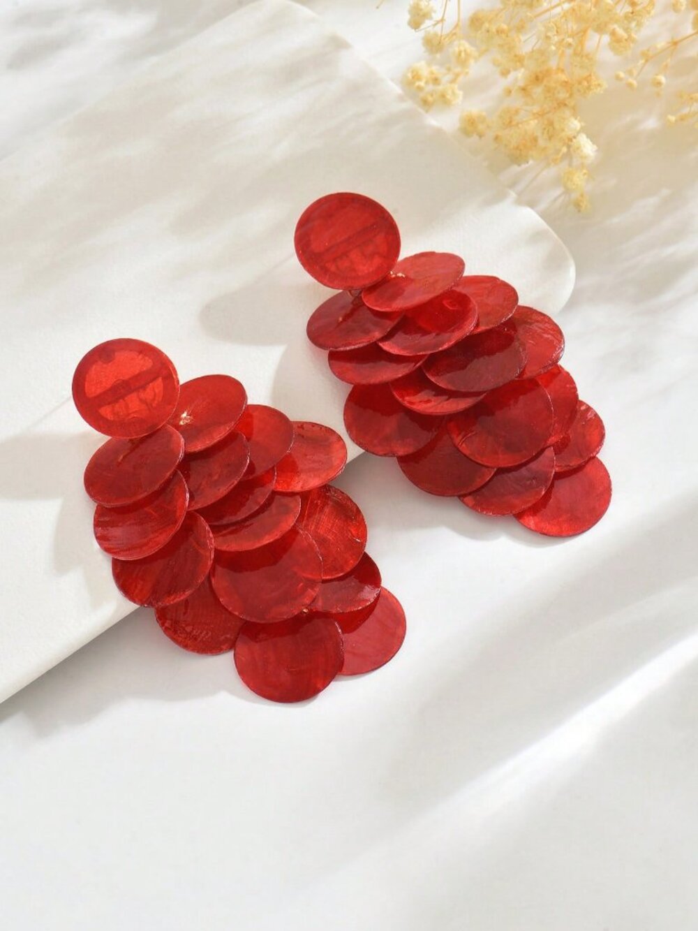 Red Boho Women's Luxury Elegant Asymmetrical Cluster Tassel Earrings